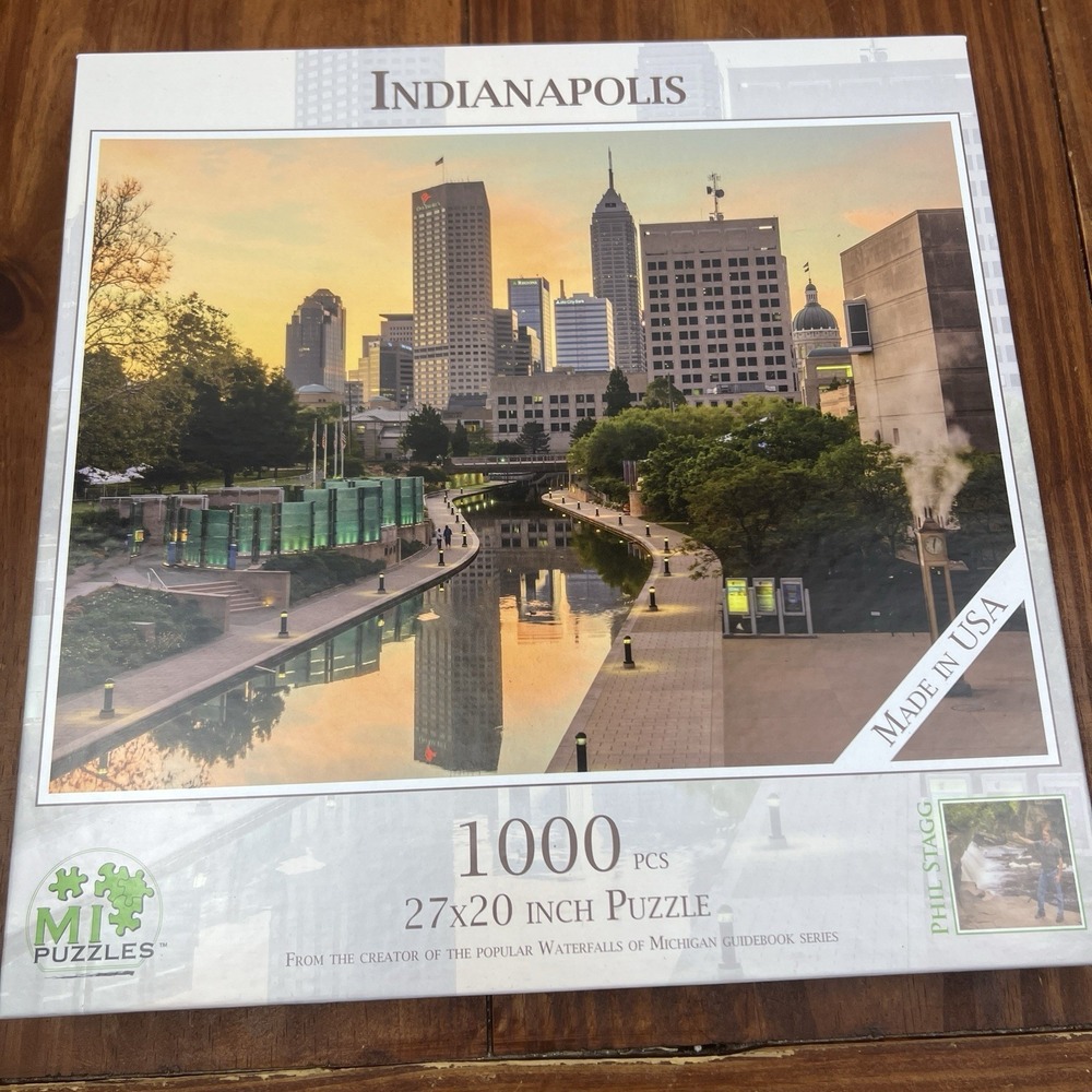 MI Puzzles Indianapolis Canal Walk 1000 Piece Puzzle Made in USA Phil Stagg